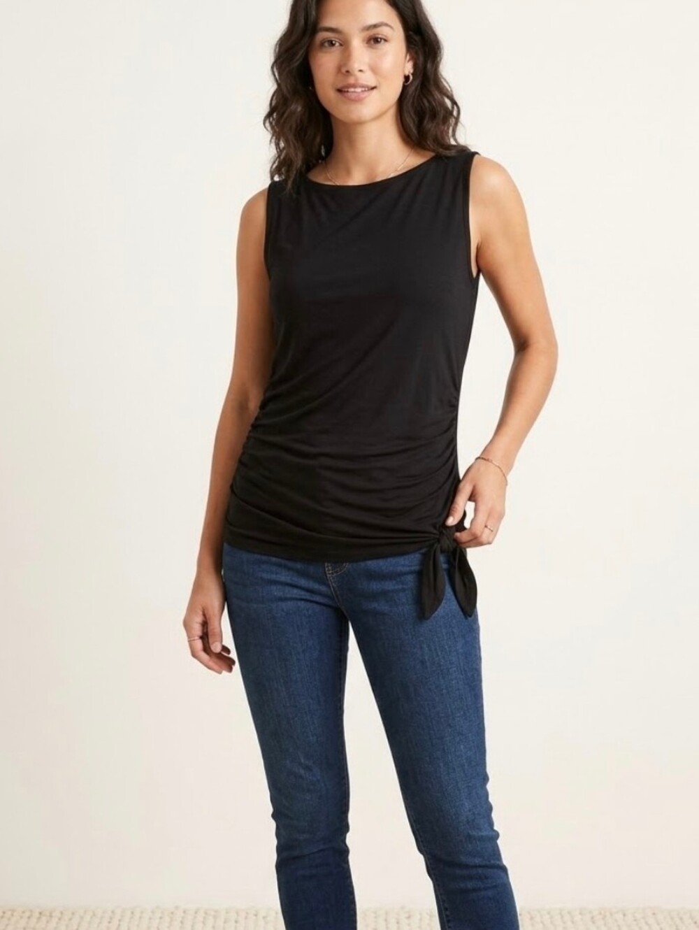 PrettyGarden Black Sleeveless Blouse Size S Small Side Tie Shirt Tank Top